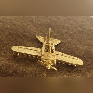 Judith Woracek Golden Plated Plane Brooch